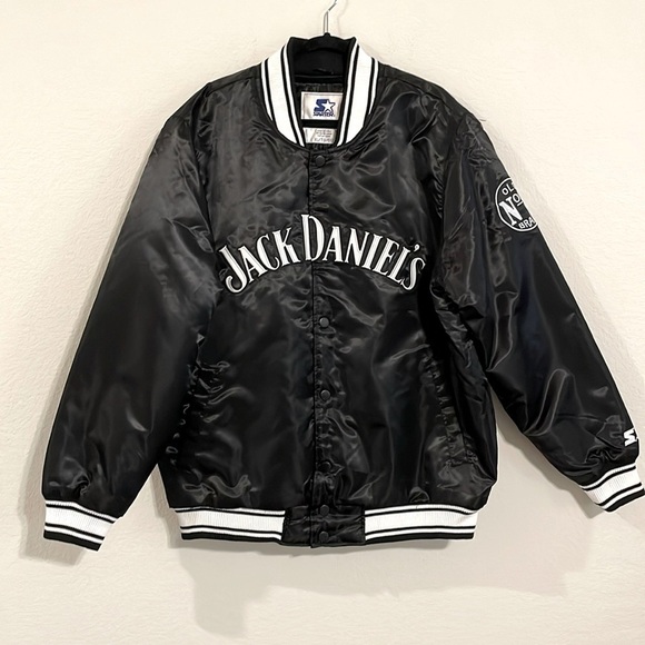 Starter Men’s VTG Jack Daniel’s Bomber Jacket XL Black Streetwear Activewear - Picture 1 of 17